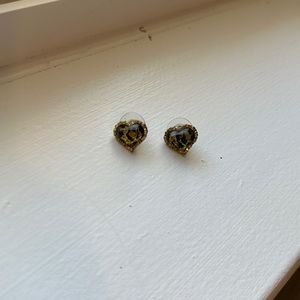 Betsy Johnson heart cheetah print earrings